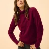 LILLY pull col roulé bordeaux