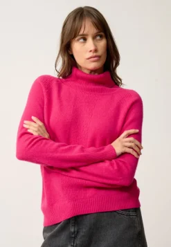 LILLY pull col roulé fuchsia