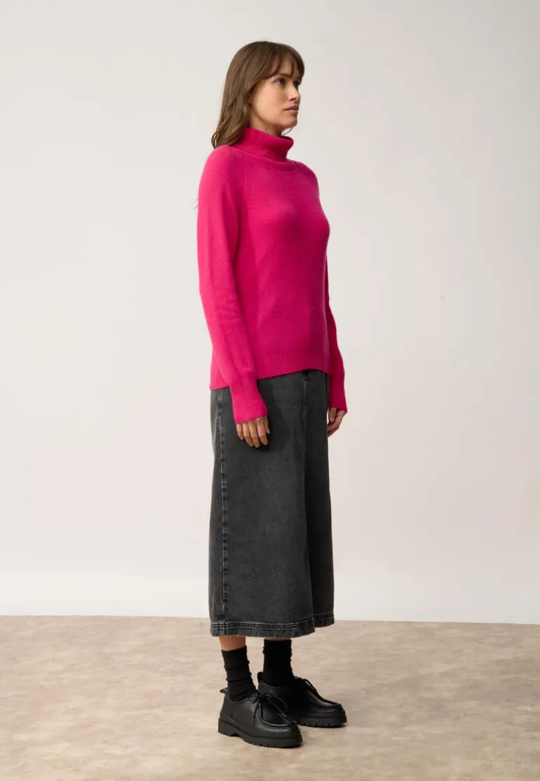 LILLY pull col roulé fuchsia