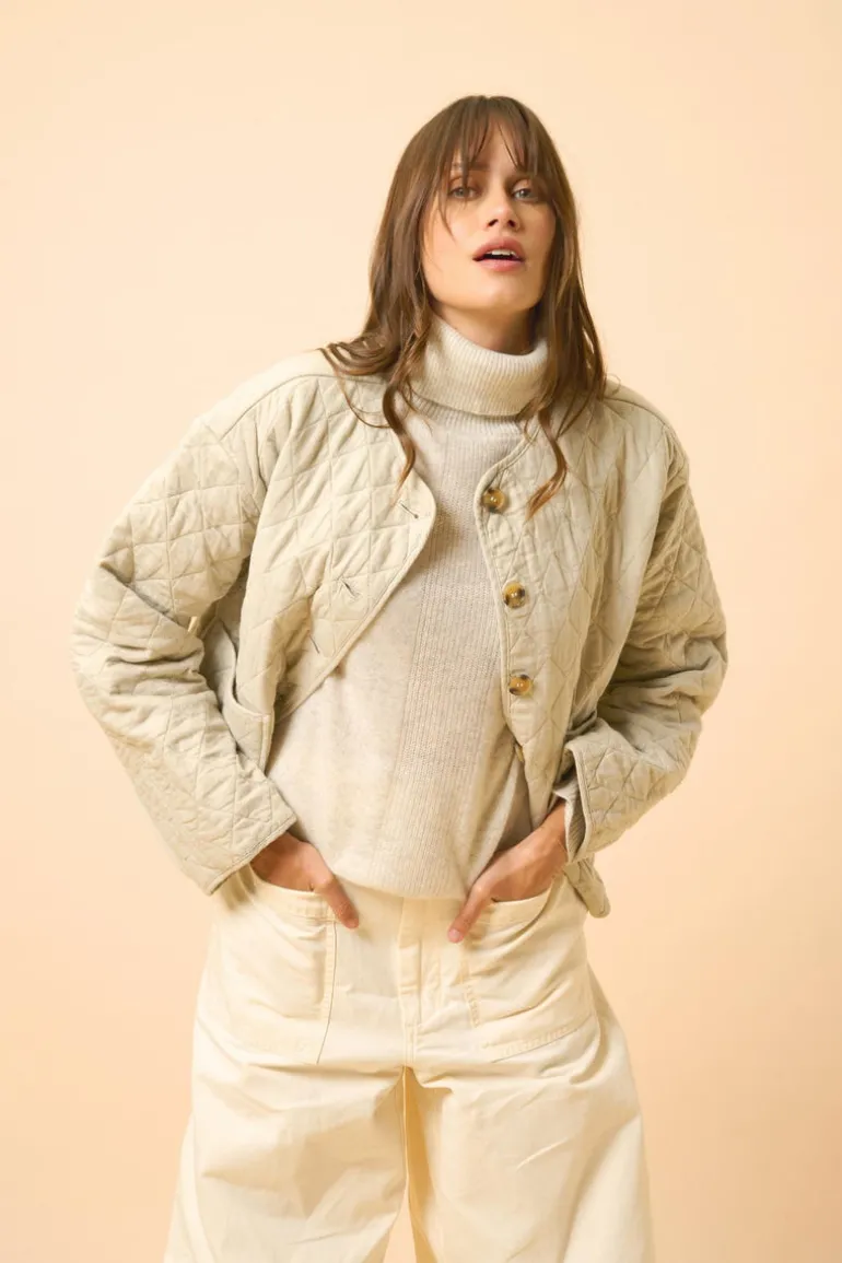 LILLY pull col roulé gris perle chiné