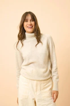LILLY pull col roulé gris perle chiné