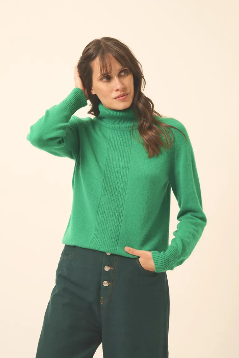 LILLY pull col roulé menthe