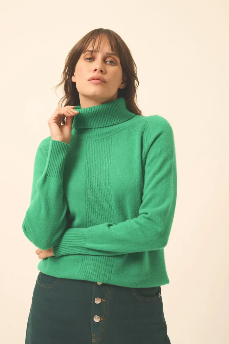 LILLY pull col roulé menthe