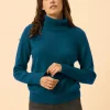 LILLY pull col roulé paon