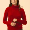 LILLY pull col roulé rouge