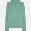 LILLY pull col roulé vert chiné