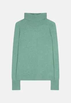 LILLY pull col roulé vert chiné