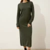 LINA robe col rond kaki