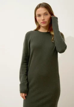 LINA robe col rond kaki