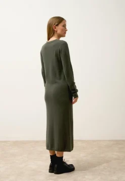 LINA robe col rond kaki