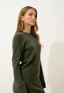 LINA robe col rond kaki