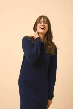 LINA robe col rond navy