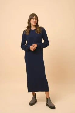 LINA robe col rond navy
