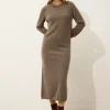 LINA robe col rond taupe chiné