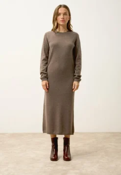 LINA robe col rond taupe chiné