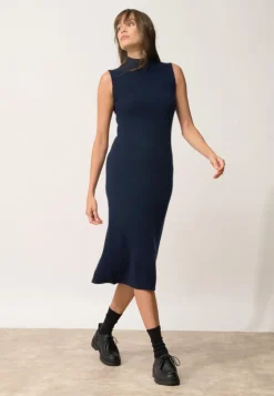 LOLA robe col montant navy