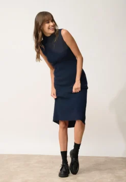 LOLA robe col montant navy