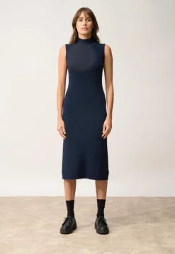 LOLA robe col montant navy