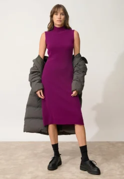 LOLA robe col montant prune