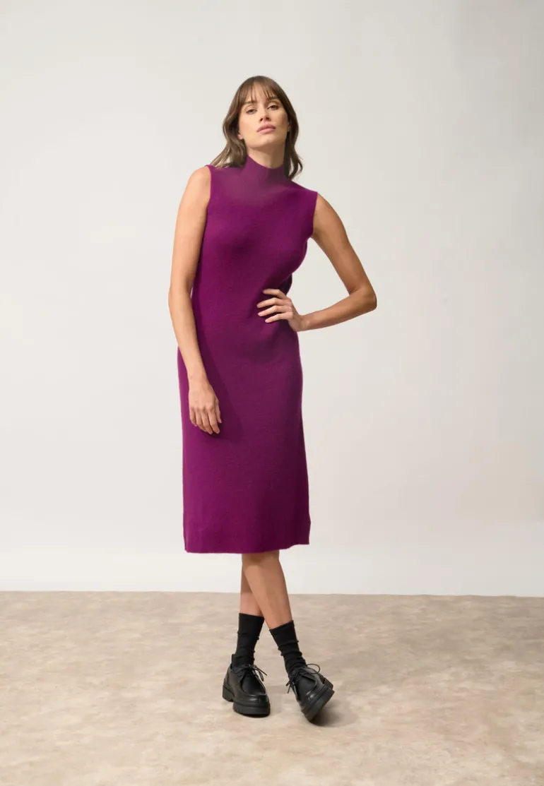 LOLA robe col montant prune