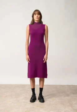 LOLA robe col montant prune