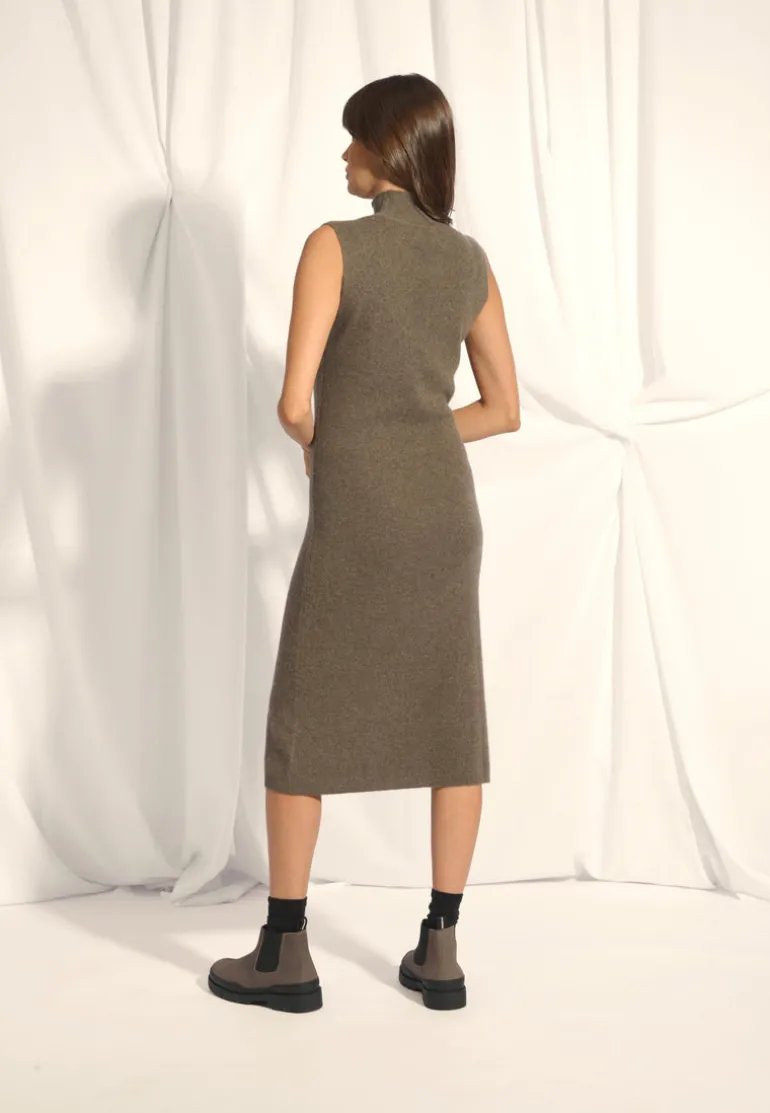 LOLA robe col montant taupe chiné