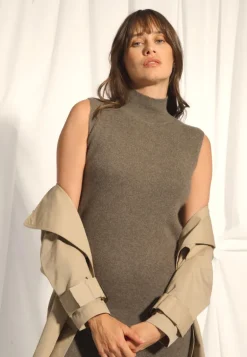 LOLA robe col montant taupe chiné