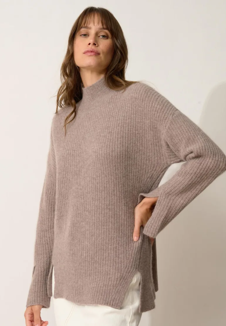 LOUISE pull col roulé caribou chiné