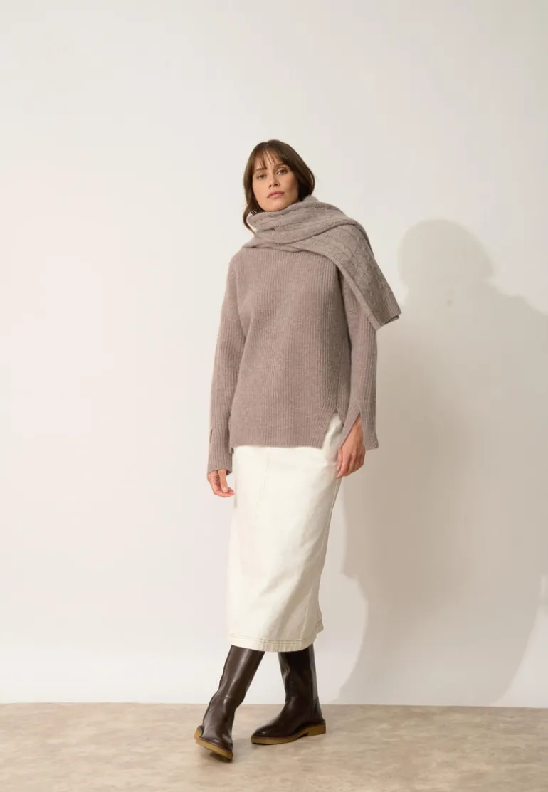 LOUISE pull col roulé caribou chiné