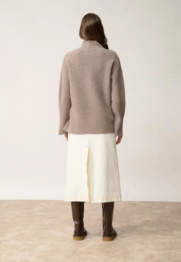 LOUISE pull col roulé caribou chiné