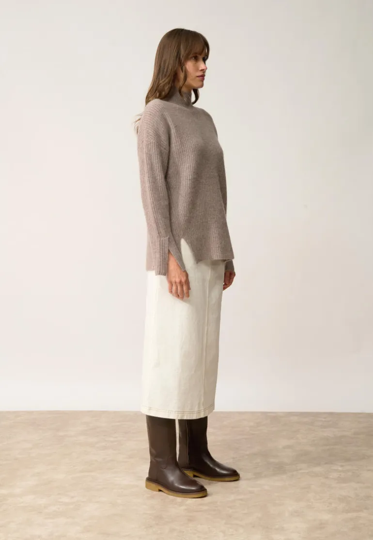 LOUISE pull col roulé caribou chiné