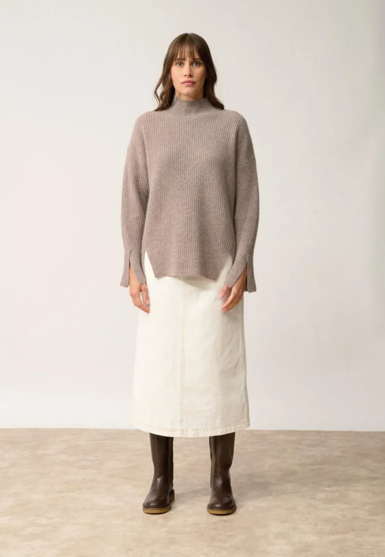 LOUISE pull col roulé caribou chiné