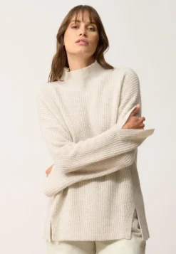 LOUISE pull col roulé gris perle chiné