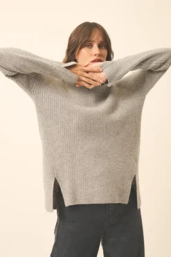 LOUISE pull col roulé nuage chiné