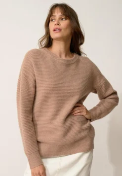 LOUNA pull col rond camel chiné