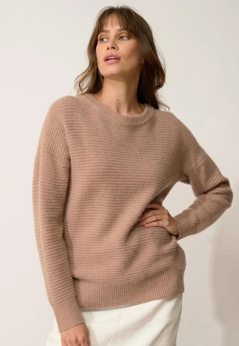 LOUNA pull col rond camel chiné