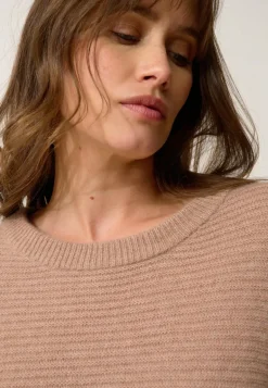 LOUNA pull col rond camel chiné