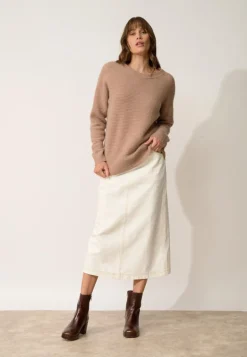 LOUNA pull col rond camel chiné