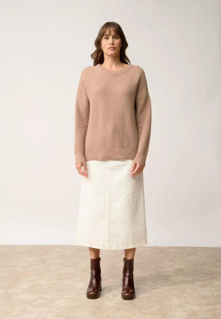 LOUNA pull col rond camel chiné