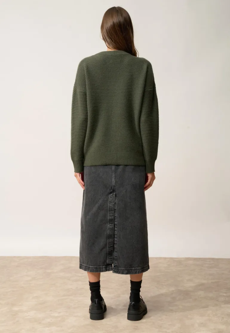 LOUNA pull col rond kaki