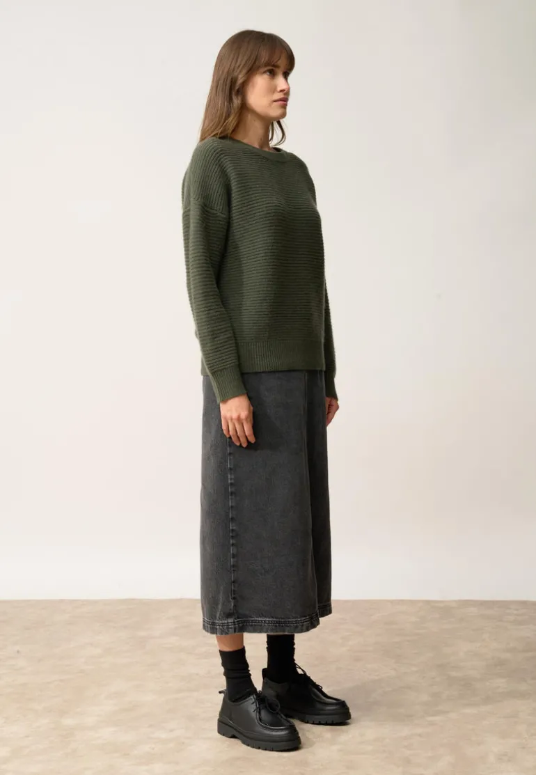 LOUNA pull col rond kaki
