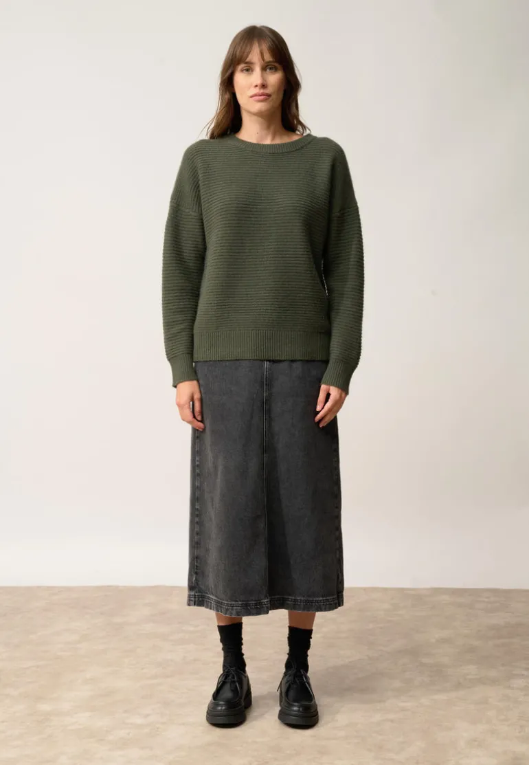 LOUNA pull col rond kaki