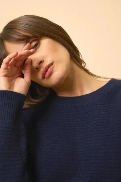 LOUNA pull col rond navy