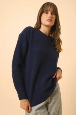 LOUNA pull col rond navy