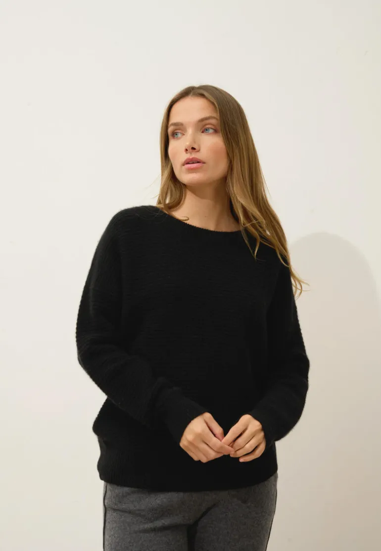 LOUNA pull col rond noir