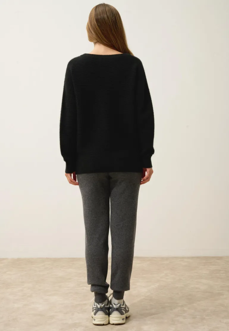 LOUNA pull col rond noir