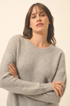 LOUNA pull col rond nuage chiné