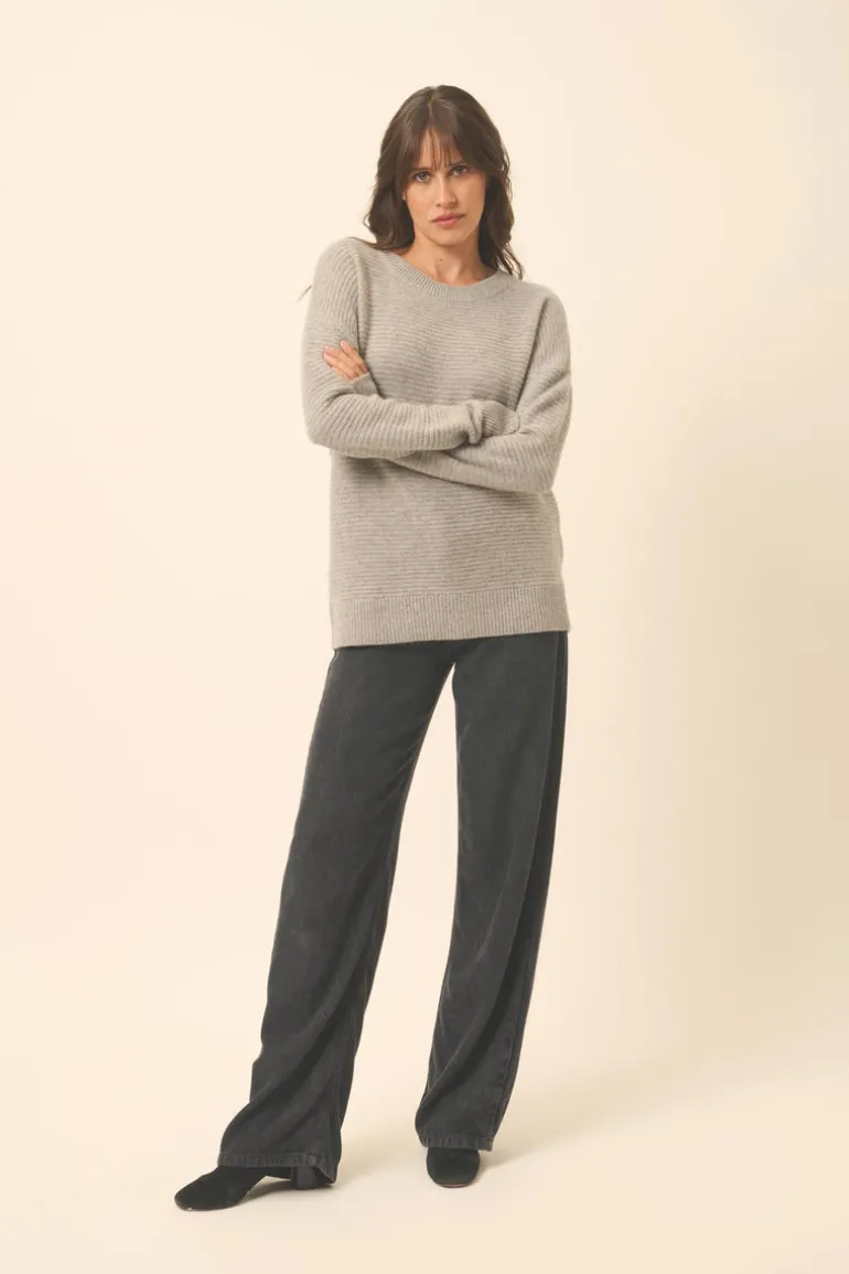 LOUNA pull col rond nuage chiné
