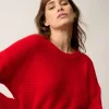 LOUNA pull col rond rouge