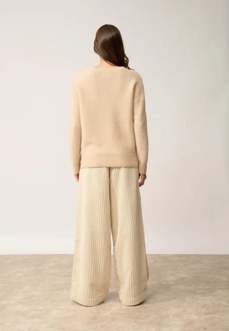 LOUNA pull col rond sable